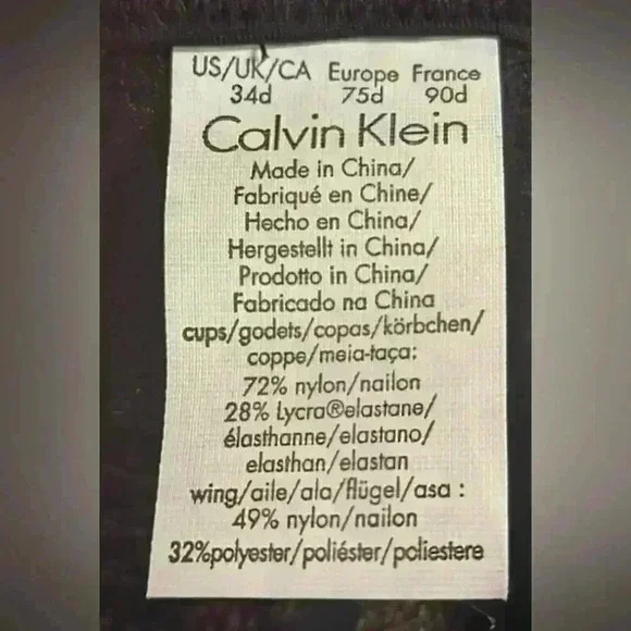 Calvin Klein T-Shirt Bra Black With Lace 34D - Picture 7 of 8